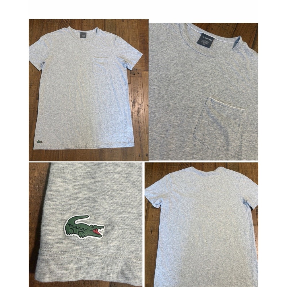 Lacoste Men's Tee Shirt Size M Cotton Spandex Blend Pocket Gray Speedwear